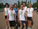 Die Erstplatzierten in ihren Altersklassen v.l. Sylvia K&ouml;hn (2.), Heidi Rabenstein (2.), Sabine B&ouml;rner (2.), Ronald Rabenstein (2.), Renate Liedtke (1.), Petra Becker (3.). 
