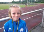 Michelle freut sich &uuml;ber ihre neue pers&ouml;nliche Bestleistung von 8,22 Sekunden im 50m Lauf, mit der sie sich den Bezirksmeistertitel holte.