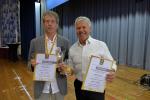 Bode-Runner Harald F&uuml;mel (re.) wird nicht ohne Grund der ewige Jungbrunnen genannt. Er kam in der Altersklasse M70 zwar nicht ganz an R&uuml;diger Nettlau vom HSV Medizin Magdeburg heran, freute sich aber trotzdem, wie fit ihn das Sporttreiben h&auml;lt.