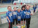 Unsere j&uuml;ngsten Leichtathletinnen v.l. Laura Otto, Lena Nowaczek, Fabienne S&auml;misch, Nina Ritter und Michelle Otto waren wieder mit Eifer bei der Sache. Foto: Fam. Kadereit