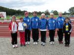 Die Gaensefurther Teilnehmer am GutsMuths Gedächtnissportfest in Quedlinburg v.l. Pia Hiltscher, Melissa Helmecke, Josie Busse, Lara Röhling, Lara Hiltscher, Calvin Müller, Marek Kadereit, Nina Ritter. 