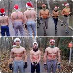 In der Kategorie „Bestes Kost&uuml;m“ siegte das Trio der Familie Heyer. Vater Tino &uuml;berzeugte mit seinen S&ouml;hnen Bill und Ed (v.l.) nicht nur mit der Idee, die drei waren auch am schnellsten f&uuml;r den Nikolauslauf hergerichtet.