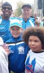 Die j&uuml;ngsten Vertreter des Vereins (vorn v.l.) Jan H&uuml;bner und Finn Lampe mit Matthias Lampe und J&uuml;rgen Eisfeld (hinten v.l). 