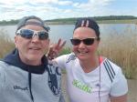 Die Deb&uuml;tantin Kathleen Auer, die nur von ihrem Ehemann Torsten Auer mit dem Rad begleitet wurde, absolvierte die 21,1 Kilometer tapfer im Alleingang.