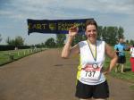 Geschafft! Nach der anstrengenden Kanutour des Vortages war der Lauf  f&uuml;r Renate eine besondere Herausforderung.