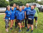 Die Gaensefurther vor dem Start zum 18. Huy Burgen-Lauf in Schlanstedt: Janine Wuwer, Kirsten Geist, Peter Brauer, Heike Lenz, Harald und Christa Fümel, Oliver Klepsch, Norman Billing (Hecklingen), André Geist (v.l.)