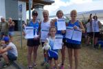 Die Platzierten Bode-Runners der Gaensefurther Sportbewegung: Vorn Emily Siebert, hinten Sandra Homann, Harald und Christa Fümel und Kisten Geist mit ihren Urkunden.