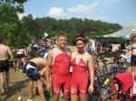 Jens-Uwe und Sabine Börner ließen sich von der glühenden Hitze nicht abhalten, bei der Jedermann-Disziplin des Altmark-Triathlons in Wischer zu starten.