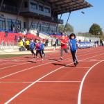 50m Lauf mit Nina Ritter (r.), Lena Nowaczek und Lena Himpenmacher.