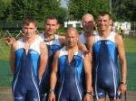 Die Gaensefurther Triathleten (v.l.) Daniel Ragoß, Janko Schlenker, Thomas Vetter, Toralf Schmidtschneider und Steffen Schöler nahmen erfolgreich am HavelHammer teil.