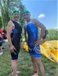 Ungewohntes Outfit bei den Bode-Runners: So richtig wohl fühlten sich Stefan Sindermann und Debütant Daniel Wuwer nach dem Einschwimmen nicht. 