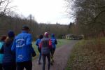 Die Bode-Runners von der Gaensefurther Sportbewegung unterwegs auf dem Naturlehrpfad durch das Selketal. Am Horizont grüßt die Burg Falkenstein.