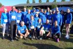 Startaufstellung der Bode-Runners von der Gaensefurther Sportbewegung zum 11. Drei-Brücken-Lauf in Schönebeck.