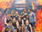 Das Team nach dem Tough Mudder Finish: Sven Goldhorn, Benjamin Döhrmann, Kevin Krüger, Sabine Börner, Jens-Uwe Börner, Sylvia Köhn, Lutz Bittner, Tina Börner und Lukasz Jakubczyk (v.l.n.r.) Foto: www.tough.olympus.de 
                                                               Jakubczyk (v.l.n.r.)
