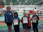 Die Gaensefurther Teilnehmer am Kinder-Sportfest in Halle konnten sich über 5 Podestplätze freuen v.l. Celine Ladehoff (2.), Nina Ritter (3.), Michelle Otto (2 x 2., 3.), Lukas Ladehoff, Laura Otto.