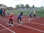 Nina Ritter (2.v.l.) und Fabienne Sämisch (2.v.r.) am 50m Start.