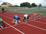 Start zum 50m Lauf mit Nina Ritter (2.v.l.) und Pia Hiltscher.