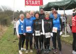 Vor dem Start zum 36. Haideburger Waldlauf (v.l.) Jens-Uwe Börner, Renate Liedtke, Lutz Klauß, Sabine Börner, Andreas Otto, Petra Becker, Jörg Eisfeld und Sylvia Köhn.