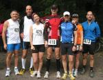 Die Gaensefurther Teilnehmer am 7. Brückenlauf in Bernburg v.l. Jens-Uwe Börner, Toralf Schmidtschneider (Staßfurt), Sabine Börner, Torsten Blauwitz, Detlef Schäfer, Petra Becker, Thomas Vetter.