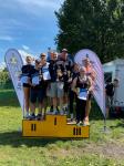 Die siegreichen Staffelteams (1. Platz- Torsten Keusch/Bernhard Möhwald/ Fabian Röder), 2. Platz- Larissa Eller/ Tom Dix/ Gordon Eller), 3. Platz Marlene Werner/ Linda Dix/Sebastian Elfert)