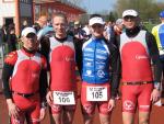 Nach der langen Winterpause reisten v.l. Detlef Sch&auml;fer, Torsten Blauwitz, Florian B&ouml;rner und Steffen Sch&ouml;ler zum 8. Duathlon nach Tangerm&uuml;nde.
