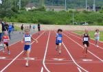 Der Endlauf im 50m Sprint mit Fabienne (l./3.Platz) und Nina (3.v.l./4.Platz) 