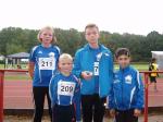 Die Gaensefurther Teilnehmer am Crosslauf durch das Küchenhorn in Wolmirstedt v.l. Celine Ladehoff, Lukas Ladehoff, Moritz Himpenmacher, Nina Ritter.