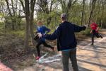 Lenny Dannehl sprintet beim 3-Kilometer-Lauf auf Platz eins.