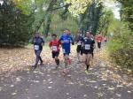 Stefan Otto von der Gaensefurther Sportbewegung (Mitte) überrundet hier eine Läuferin von der Kurzdistanz. Seinen Kontrahenten mit den Startnummern 471 und 68 wird er beim 9. Parklauf Tangerhütte den Vortritt lassen und als Gesamtdritter über 10,3 Kilometer finishen.