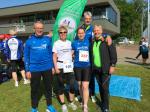 Die Gaensefurther Teilnehmer (v.l.) J&uuml;rgen G&uuml;nther, Christa F&uuml;mel, Edgar Schmidtke und Harald F&uuml;mel (Zuschauer) sind hei&szlig; auf ihren ersten Pr&auml;senz-Wettkampf nach der Corona-Pause. 
