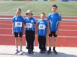 Die Gaensefurther Leichtathleten (v.l. Lea Wienert, Marek Kadereit, Nico Ringström, Pascal Richter) nahmen am Schülersportfest in Aschersleben teil.