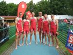Die Teilnehmer am 5. Geiseltal-Hasse-See Triathlon v.l. Florian B&ouml;rner, Detlef Sch&auml;fer, Torsten Blauwitz, Steffen Sch&ouml;ler, Ralf Rosenmeier und Jens-Uwe B&ouml;rner 