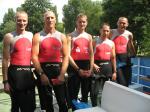 Die 'echten'  Triathleten (v.l. Torsten Blauwitz, Ingo Bieganski, Florian B&ouml;rner und Steffen Sch&ouml;ler) nahmen die olympische Distanz in Angriff.