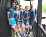 Das &Uuml;50 SwimRunTeam vor dem Start:v.l.n.r.Steffen Sch&ouml;ler,Silke Lud&szlig;uweit, Ina Sch&ouml;ler, Annegret Wille, OlafMoch
