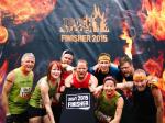 Das Team 'H&auml;rtetest' nach dem Tough Mudder Finish: Jens-Uwe B&ouml;rner, Sylvia K&ouml;hn, René Arnold, Florian B&ouml;rner, Oliver Witzke, Sabine B&ouml;rner, Thomas Mohr, Elmar Just.