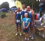 Thomas Vetter, Janko Schlenker und J&uuml;rgen Eisfeld (v.l.) hatten viel Spa&szlig; beim Team-Triathlon.